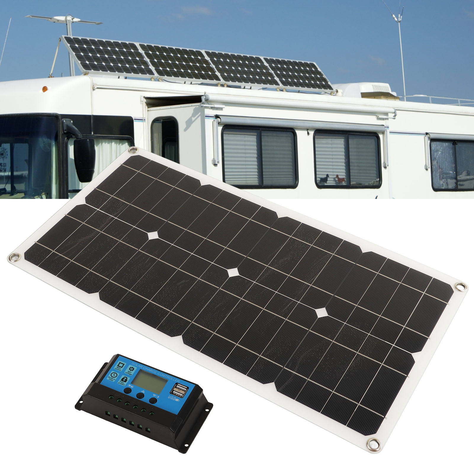 RV Solar Panel Kit, 25W 12V 24V Waterproof High Efficiency