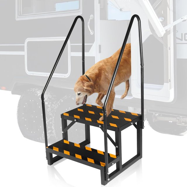 RV Stair RV Step with 2 Handrail Steel Hot Tub Mobile Steps Spa Ladder