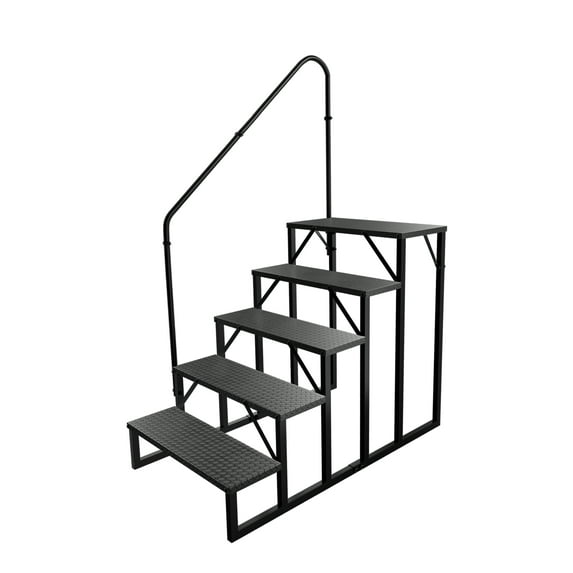 Fruyyzl Black 5 Step, 52.83 in x 68.11 in, Metal RV Steps, Anti-Slip with Wrenches