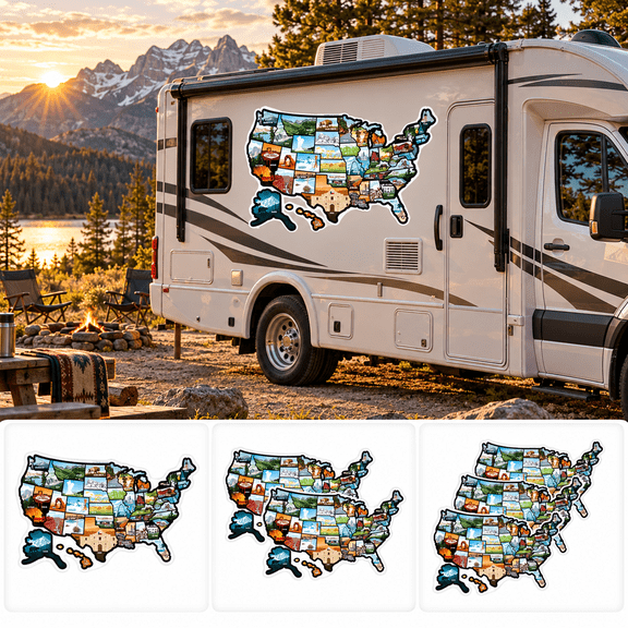 USA Travel Map Sticker for RV, 3 Pack 50 States Adventure Tracker ...