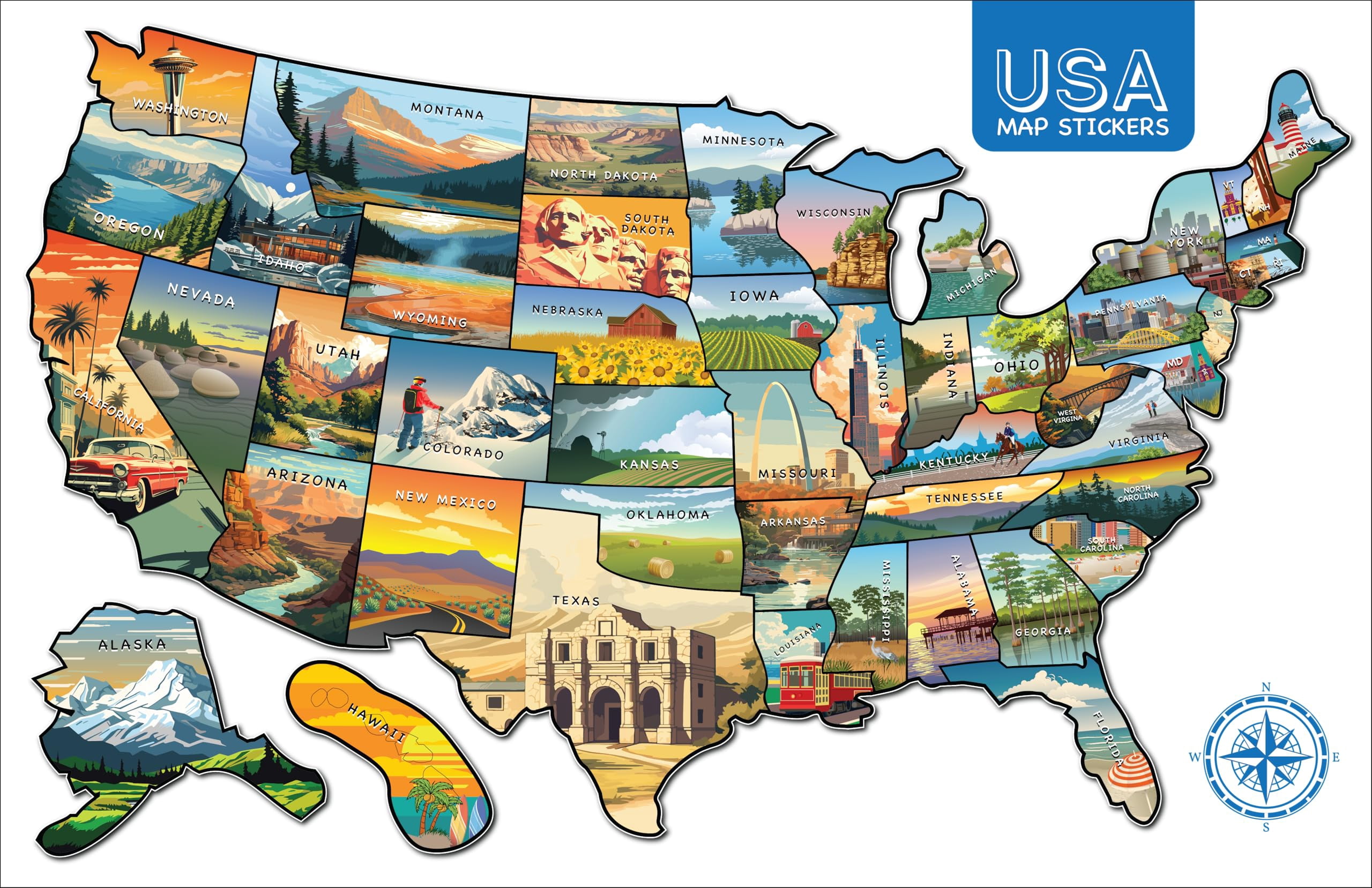 Us Map Sticker Rv Rv state sticker travel map | Mapsru.com
