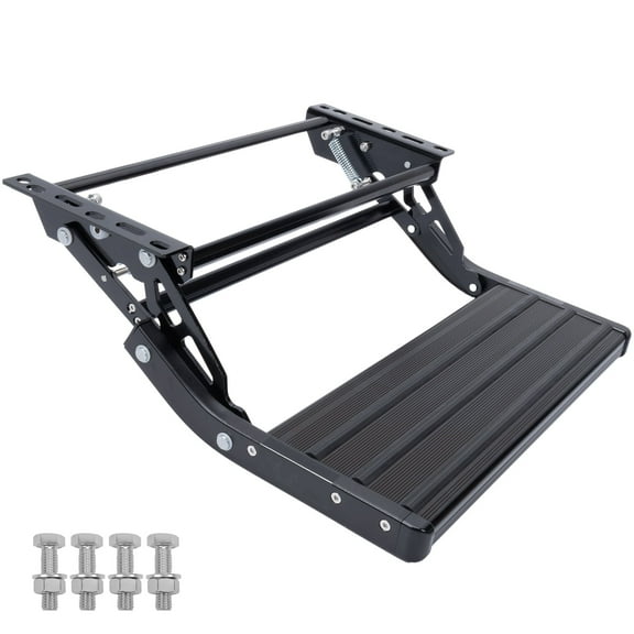 RV Step, 1-Step, Manual Foldable RV Steps, 400 LBS Load Capacity, Retractable Aluminum Alloy Camper Steps, Thickened Steel Plate Trailer Steps, Non-Slip Design, Ideal for RV, Trailer, Camper, Black