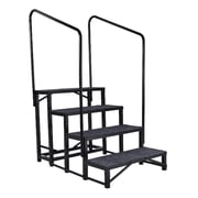 RV Step Ladder, Handrails-Attached Outdoor RV Stairs, 4 Step Ladder, High Load-Bearing Capacity Steps, for Spa, Porch, and Mobile Home Use