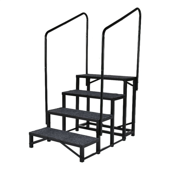 RV Step Ladder, Updated Hot Tub Steps & RV Steps, 4 Steps Mobile Home Stairs Steps Outdoor, for Swim Spa, Travel Trailer, and Pet Access