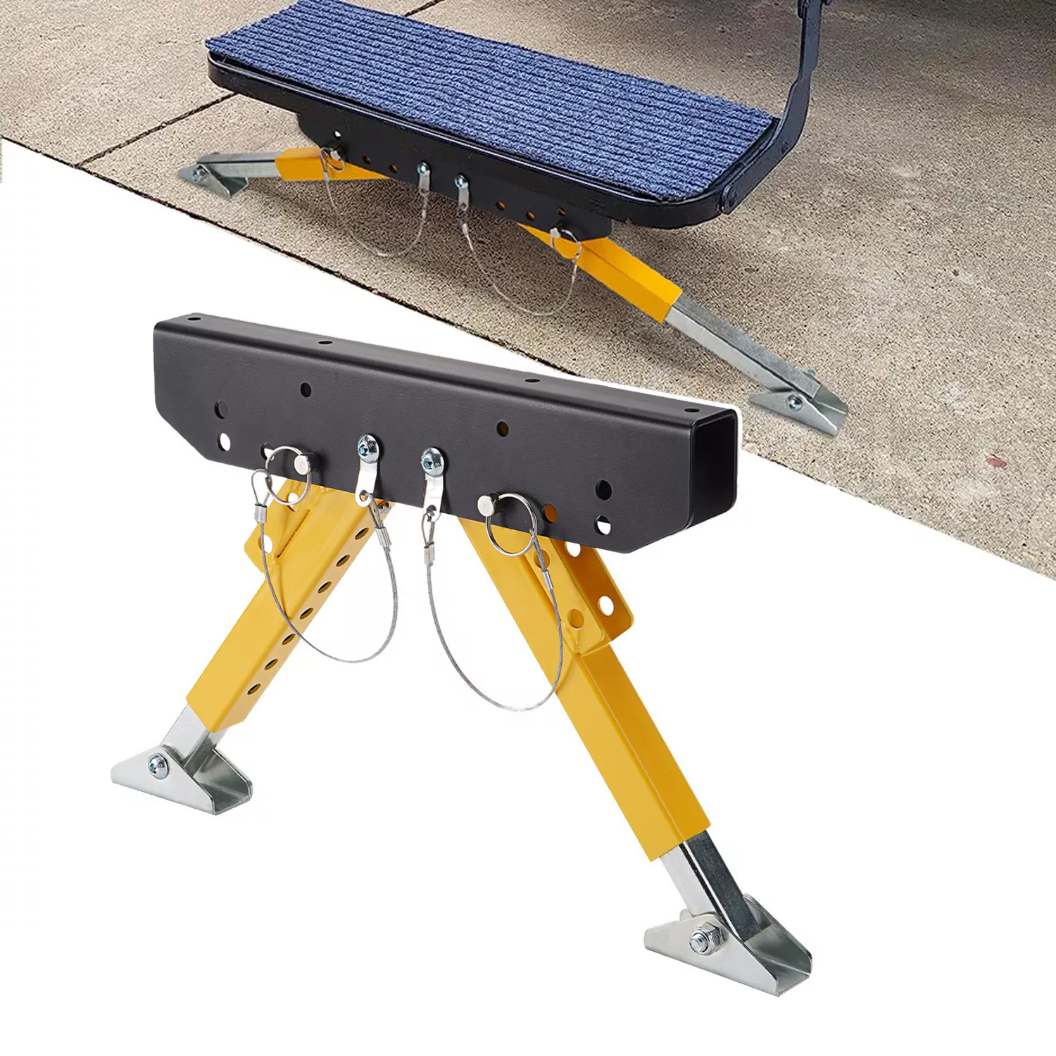 RV Step Stabilizer, Portable Adjustable Folding RV Ladder Support
