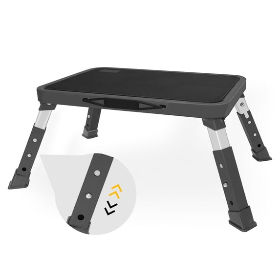 RV Step Stool Folding Platform Step with Anti-Slip Surface, Rubber Feet, Safety RV Steps for RV, Motorhome, Trailer, SUV, Camper, Supports Up to 1000 lbs(Black)