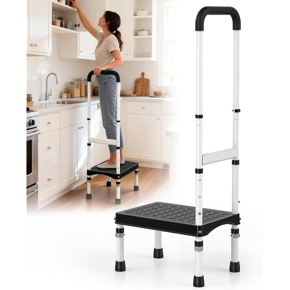 RV Step Stool with Handle for Elderly, 1 Step Stool with Handrail