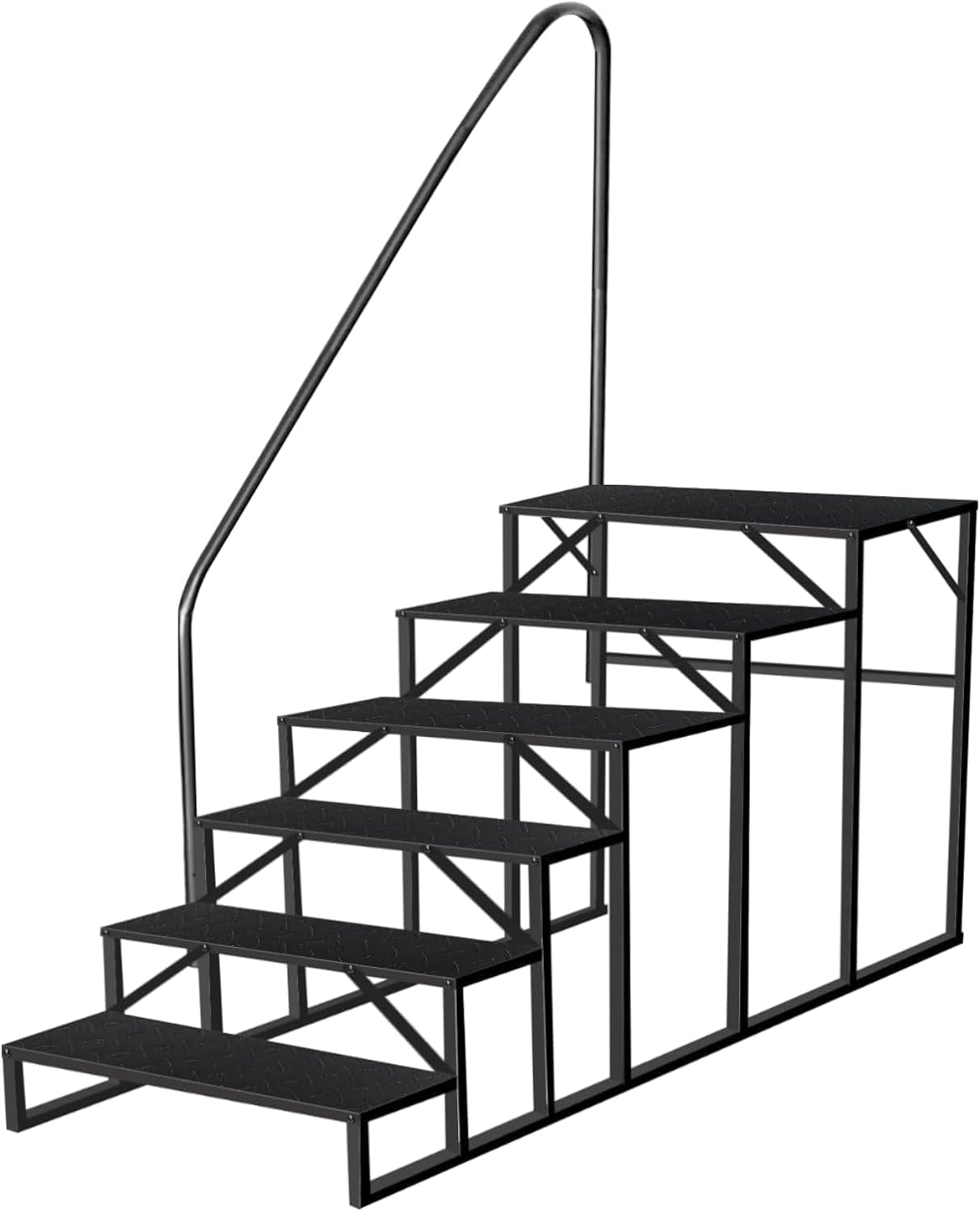 Portable Foldable Rv Steps RV Steps 6-Step Portable Ladder with Handrail, 660 lb Capacity Anti ...