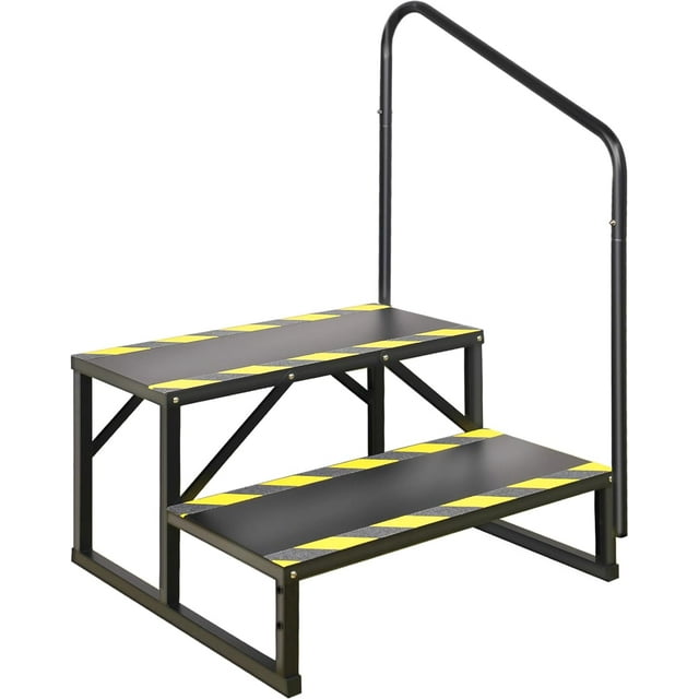 RV Steps with Handrail, Hot Tub 2 Steps with Handrail, Portable Stairs