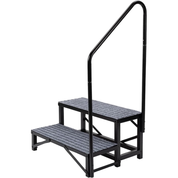 RV Steps Spa Steps with Handrail - 2 Step Hot Tub Steps Trailer Steps Mobile Home Stairs for 5th Wheel RV, Trailer, Hot Tub, Pool, Porch with Non-Slip Mats