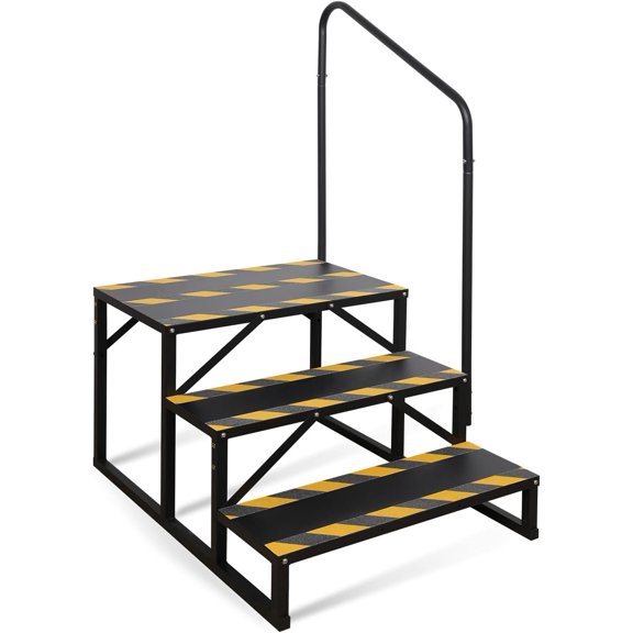RV Steps with Handrail, Hot Tub Steps with Handrail, Portable Stairs Steps for 5th Wheel RV, Mobile Stairs Outdoor RV Step
