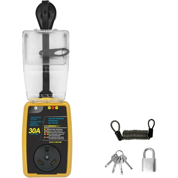 RV Surge Protector, 30Amps, UL listed, with Waterproof Cover, with Circuit Analyzer Tester Plug, Portable for Camping