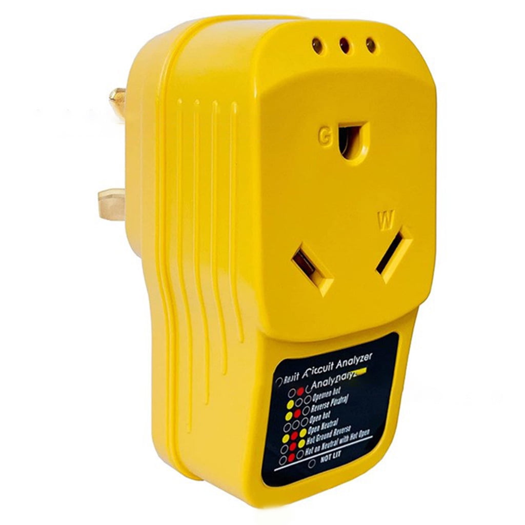 RV Surge Protector Adapter Circuit Analyzer with Indicator Lights 30-Amp Male to 30-Amp Female for RV Trailer for Camper