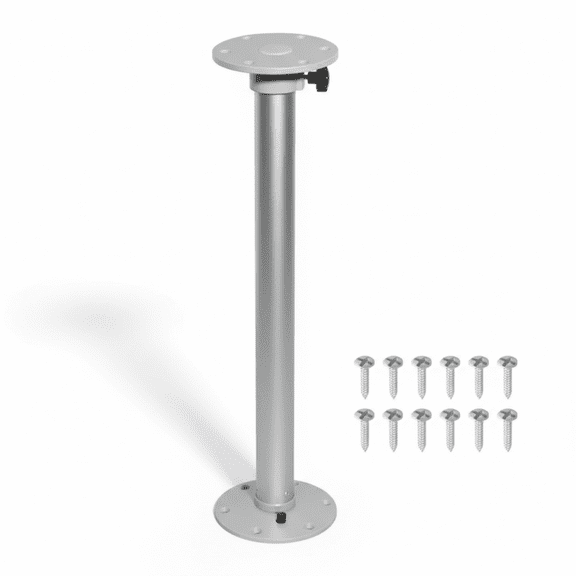 RV Table Leg 27.4 Inch Reinforced - Heavy Duty Aluminum Fixed Pedestal Stand Kit, Detachable Silver Base for Camper Van, Boat, Pontoon & Travel Trailer