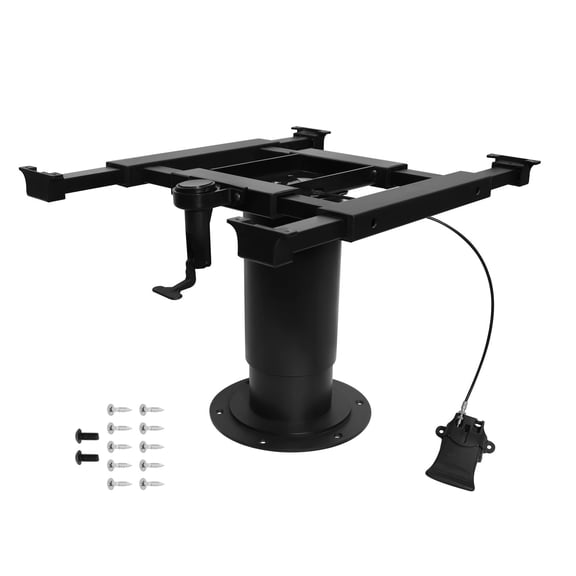 RV Table Pedestal with Gas Lift, Pneumatic Sliding Leg System. Adjusts Up/Down, Front/Back, Left/Right. Heavy Duty Aluminum Mount for Camper, Yacht, Marine