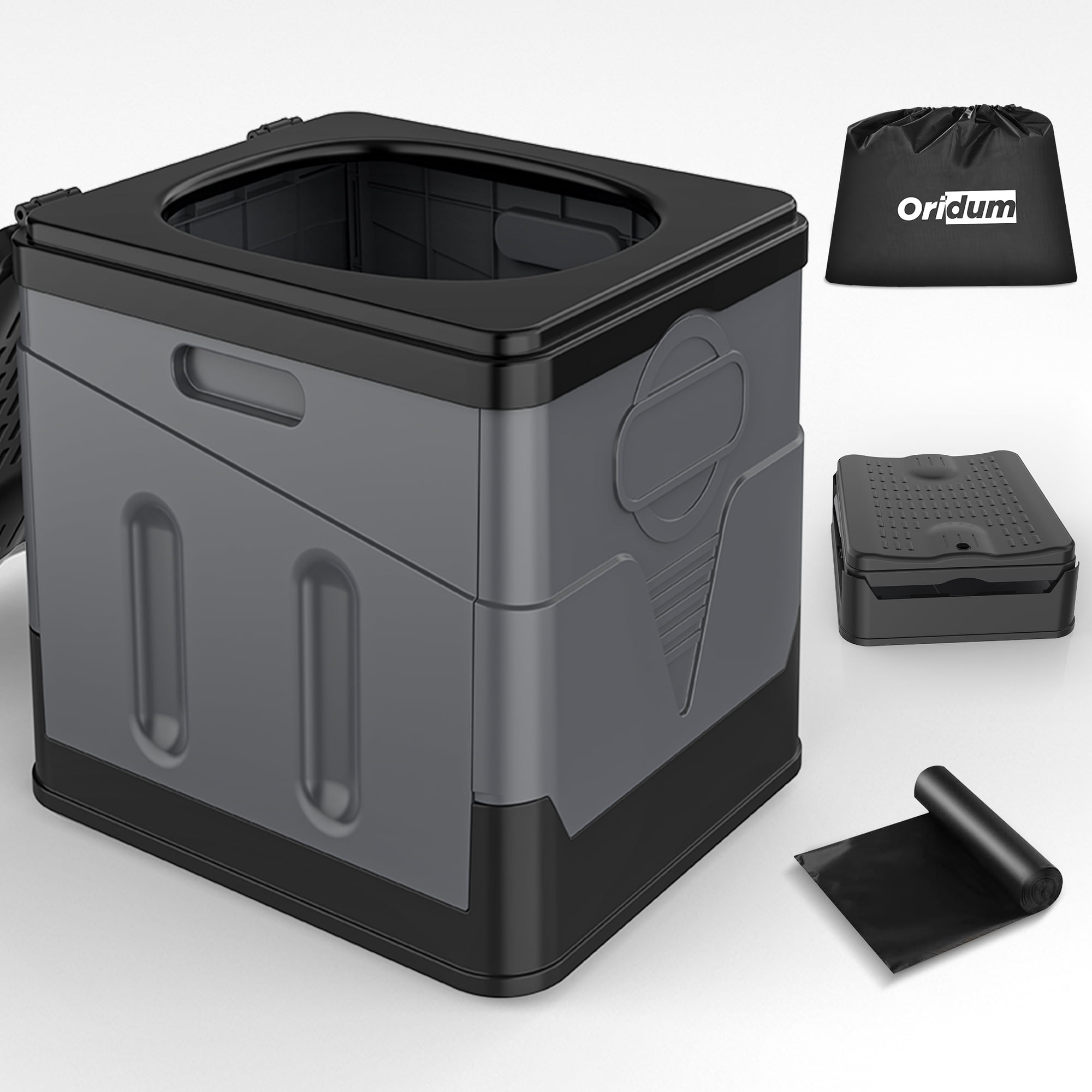 RV Toilet, Portable Folding Toilet with Leakproof trash bags | Extra Large for Travel with Comfort and Convenience | Perfect for Camping, Hiking, Car Travel, and Outdoor Adventures,Grey