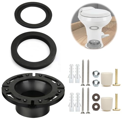RV Toilet Seal with 3 Inch Socket Floor Flange Kit, RV Toilet Flange Seal Fits 300/310/320 RV Toilets to Replaces 385345892 Socket Floor Flange, 385311652 Base Seal and 385311658 Flush Ball Seal
