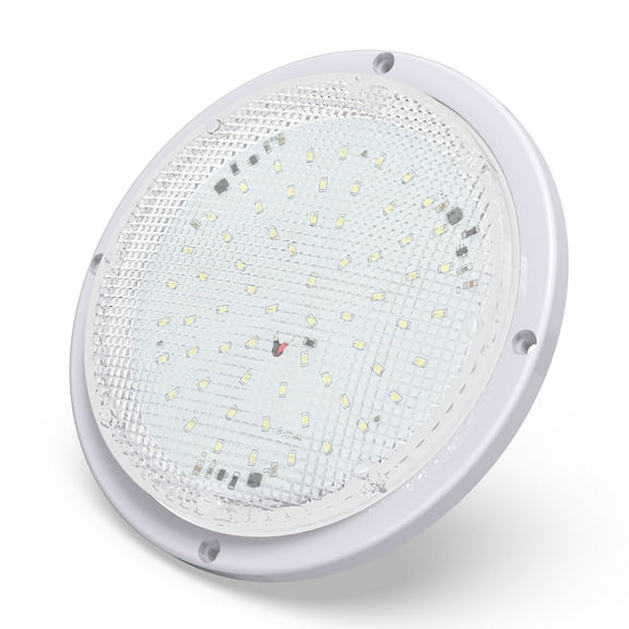 RV Trailer Camper 1000 Lumen 5th Wheel White 8.5" Round Scare Porch 12V LED Light (LED Light 1000 Lumen White)