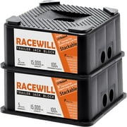 RV Trailer Jack Blocks, 2 Pcs RV Jack Stabilizer Pads for Travel Trailer, 15000 lbs Capacity (Black)