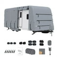 thumbnail image 1 of RV Travel Trailer Cover, Heavy Duty Extra-Thick Upgraded Camper Cover with Zippered Door, Windproof Waterproof Rip-Stop RV Covers with Jack Cover, 6 Gutter Covers, 2 Extra Straps, 1 of 7