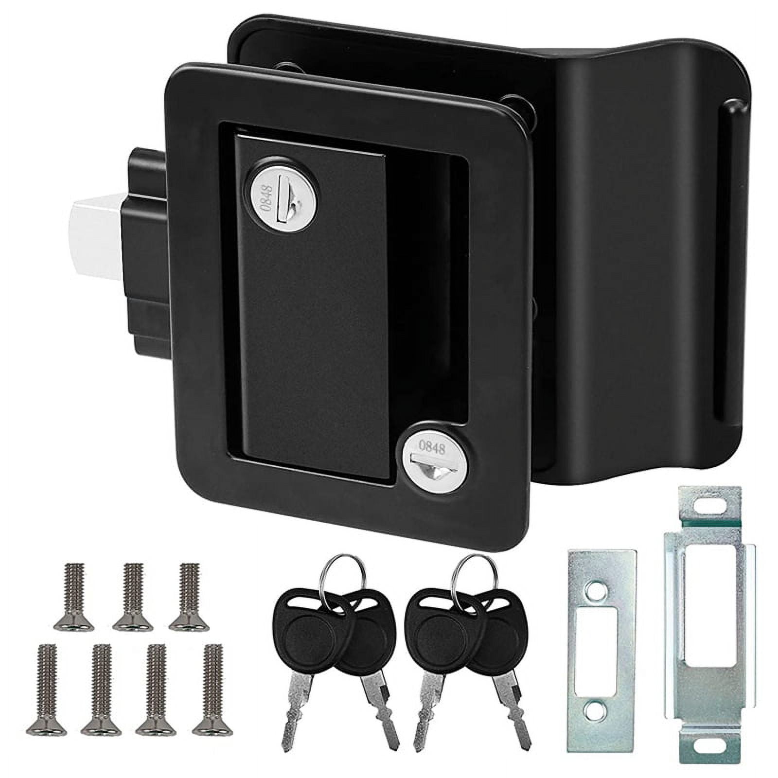 RV Travel Trailer Entry Door Lock, Door Latch with Paddle Deadbolt, RV Handle for Cargo Hauler Horse Trailer Truck