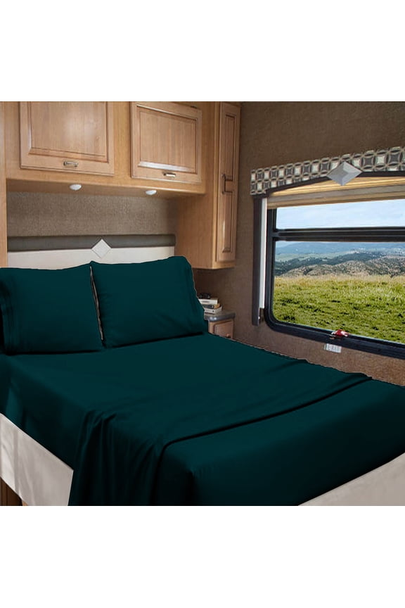 RV Twin 28” X 75” | 1000-TC Egyptian Cotton Sheet Set 15 inch Deep Pockets - Made for RV - Teal Blue Color