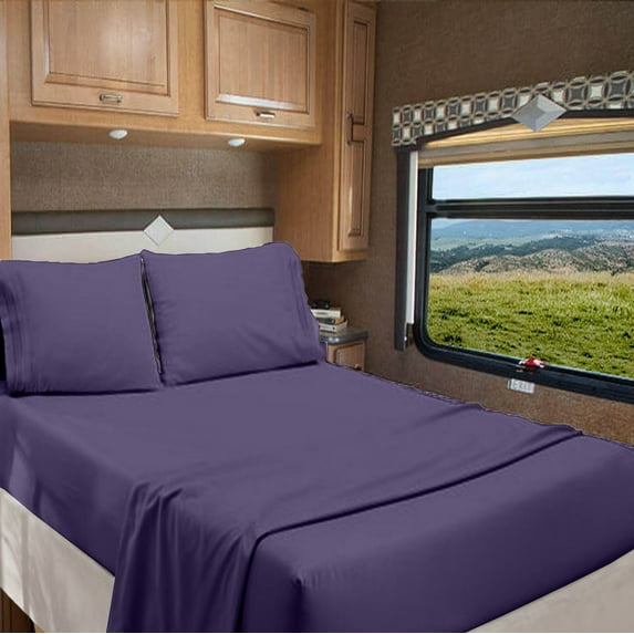 RV Twin 28” X 75” | 700-TC Egyptian Cotton Sheet Set 8 inch Deep Pockets - Made for RV - Plum Color