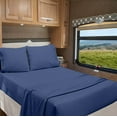 thumbnail image 1 of RV Twin 28” X 80” | 1000-TC Egyptian Cotton Sheet Set 10 inch Deep Pockets - Made for RV - Mediterranean Blue Color, 1 of 7