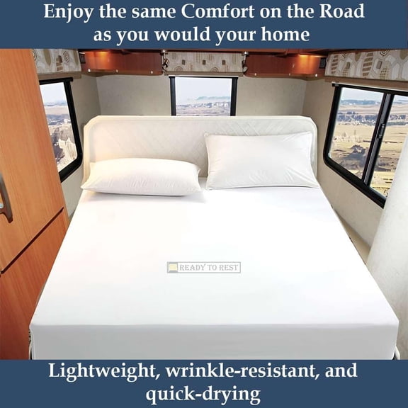 RV Twin Sheets (38 x 75) - White Solid, 4 Piece Camper Sheet Set, Egyption Cotton, 8 Inch Deep Pocket Fitted Sheet with Elastic All Around, Soft & Luxurious, Hotel Quality Sheets
