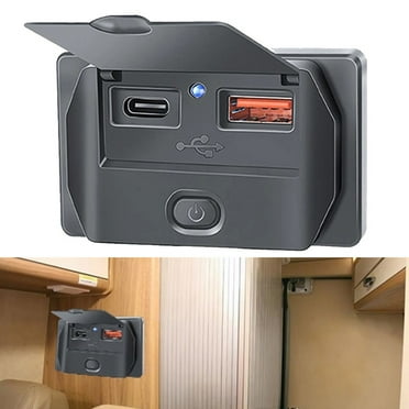 RV USB Fast Charger Socket with Switch LED Light Power Outlet Quick Charge