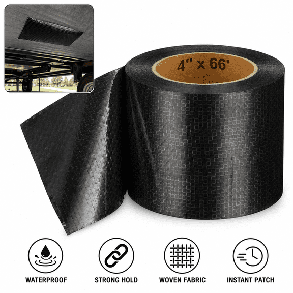 RV Underbelly Tarp Repair Tape, Waterproof Adhesive Patch 4"x 66ft for Mobile Home Camper Travel Trailer