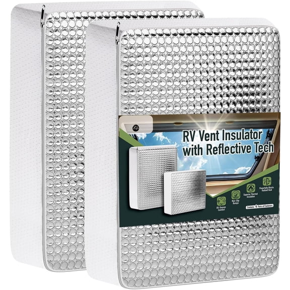 RV Vent Insulator, 22?x14?x3? RV Skylight Cover with Reflective Surface | & Heat Transfer | Skylight Shade for Camper Vent - 2 Pack