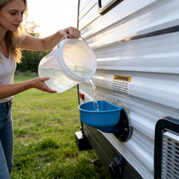 RV Water Filling Inlet Funnel Wide Mouth, Anti-Spill RV Water Tank Filler for Trailer Van Motorhome Camping
