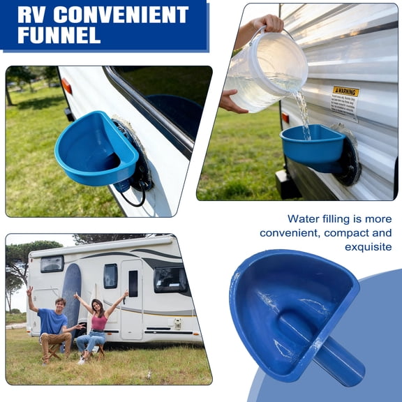 RV Water Inlet Funnel  3D Printed Wide Mouth Fresh Water Fill Adapter for Motorhome, Portable Watering Filler for RV Water Storage Tank, Camping Accessory for Trailer Van Travel (Blue)