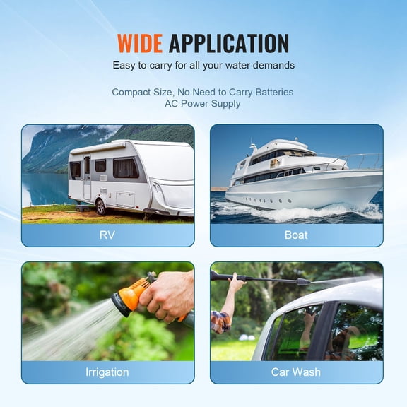 RV Water Pressure Diaphragm Pump 3Chambers 110V 3.3GPM 45PSI Adjustable Presssure Fresh Water Pump, Self Priming Sprayer Pump for RV Camper Marine Boat Lawn