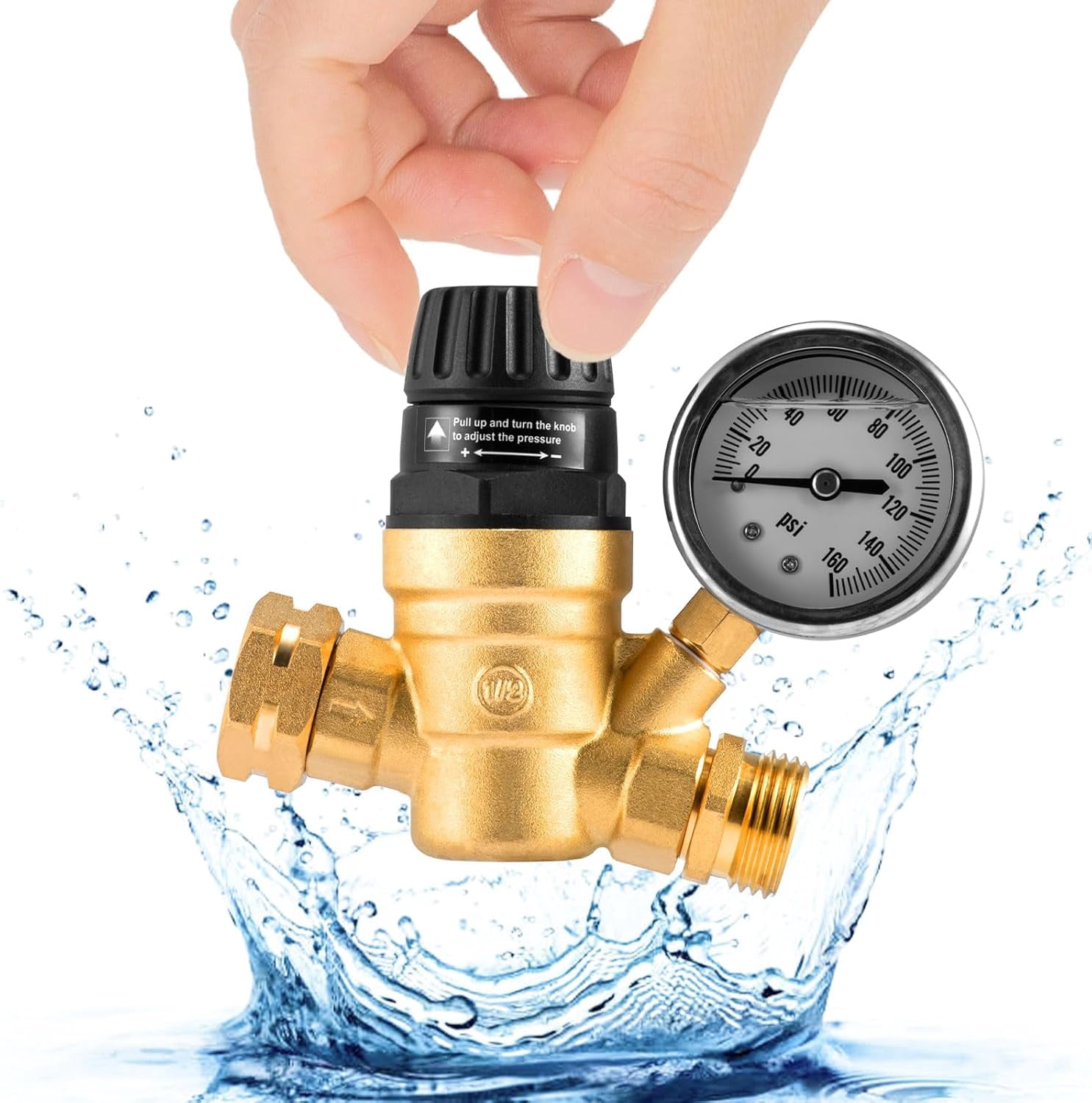 Beduan RV Water Pressure Regulator Valve - Adjustable Brass Pressure Reducer With Gauge & Filter - View #7