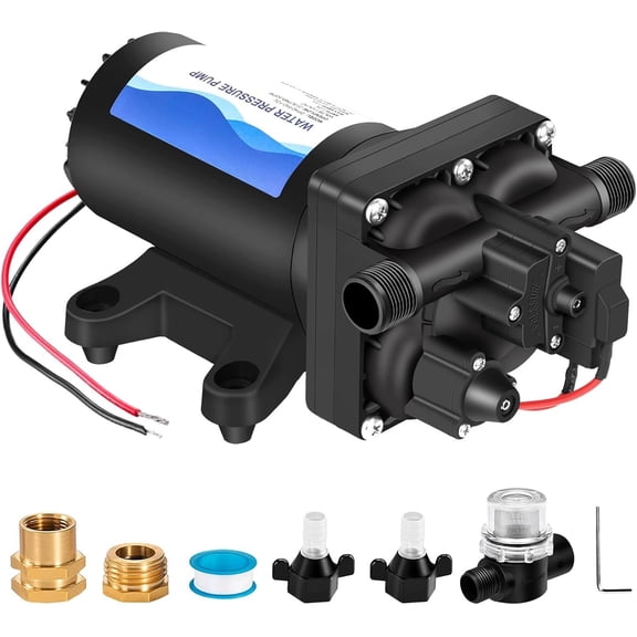 RV Water Pump 12V DC 5.5GPM 70PSI,12 Diaphragm Self-Priming Pump with for RV Garden Irrigation Spraying Marine Yacht