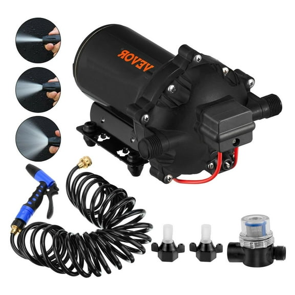 RV Water Pump 5.3 GPM 12V, 70 PSI Diaphragm Washdown Pump Kit with 25ft Hose for Boats, Marine, Fish Boxes & Deck Cleaning