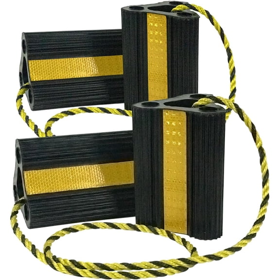 RV Wheel Chocks for Tire Chock Block Camper Travel Trailer Car Truck, Upgrade Rubber with Rope,Easy to Use,Wheel Immobilizers & (2pair4pack)