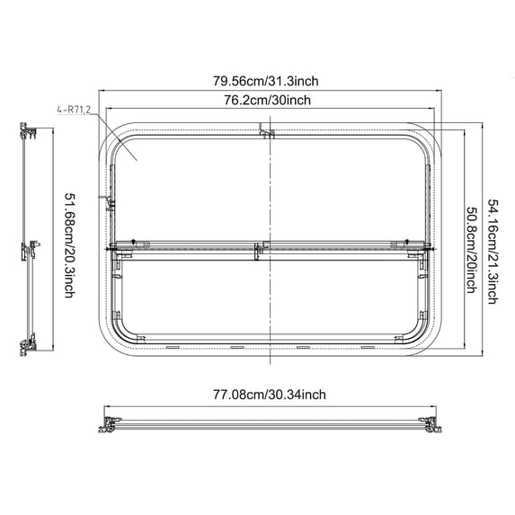 RV Window, 2 PCS RV Windows, RV Vertical Slide Window 30*20in