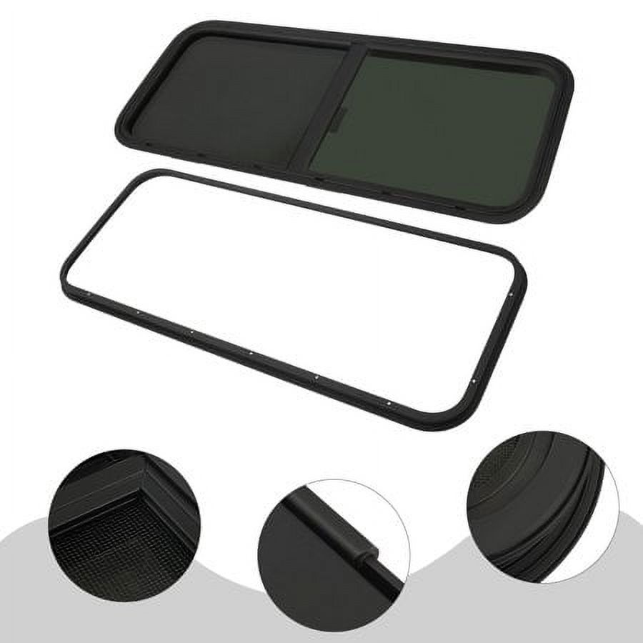 RV Window Teardrop 42" W X 22" H Horizontal Sliding Glass Optional Trim