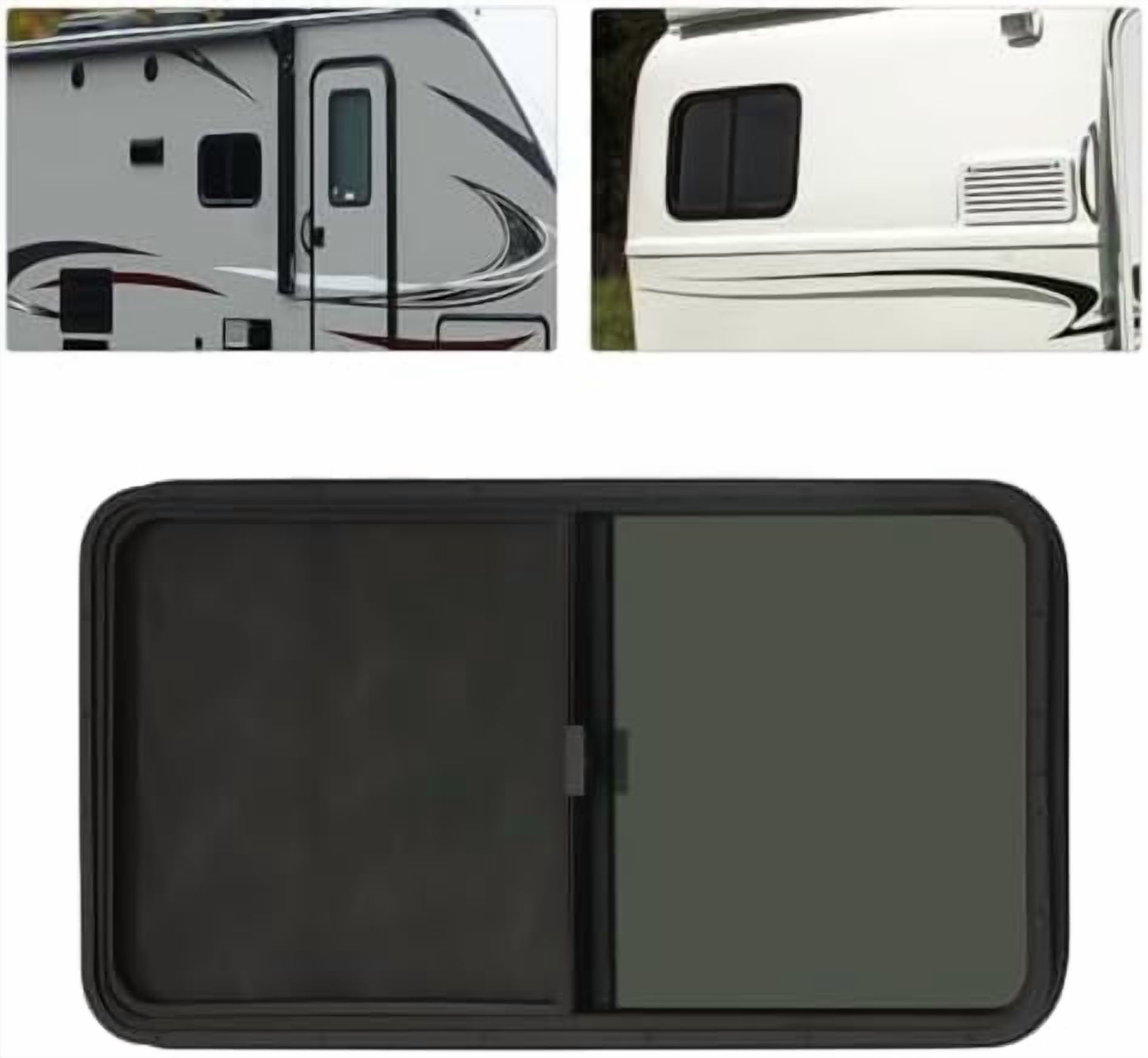 RV Window, Teardrop Horizontal Slide Black RV Window, Vertical Sliding ...