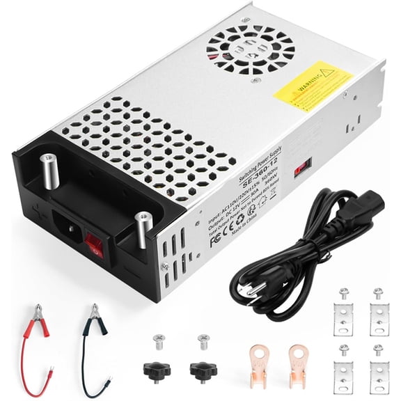 RV and LCD Monitor 12V DC Converter 360W 30A Power Supply, 110-220V AC to 12V DC Transformer with US Plug
