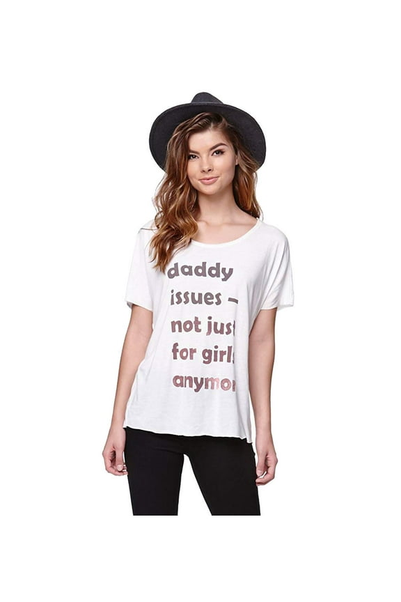 Juniors Daddy Issues Graphic T-Shirt (Vintage White, Medium)