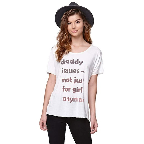 RVCA Juniors Daddy Issues Graphic T-Shirt (Vintage White, X-Small)