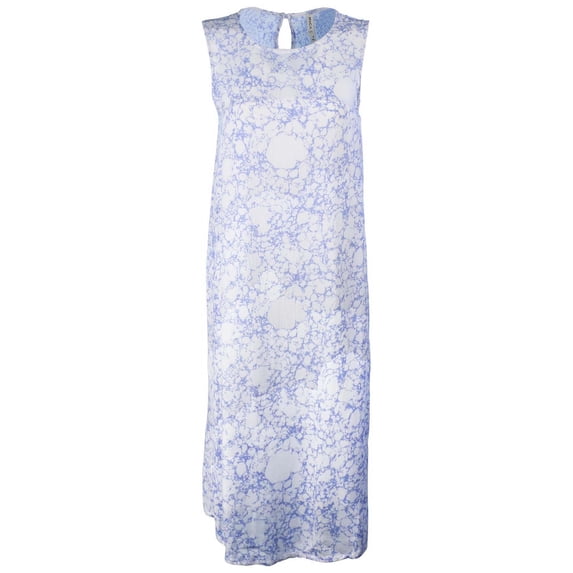 RVCA Juniors Warp Driver Print Crepe Midi Shift Dress (White/Periwinkle, Small)