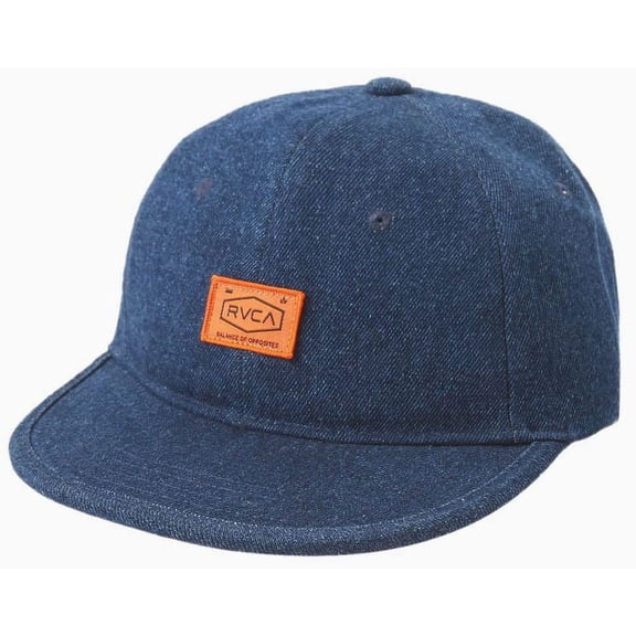 RVCA Men's Chain Mail Claspback Indigo Denim 6 Panel Strapback Hat Cap