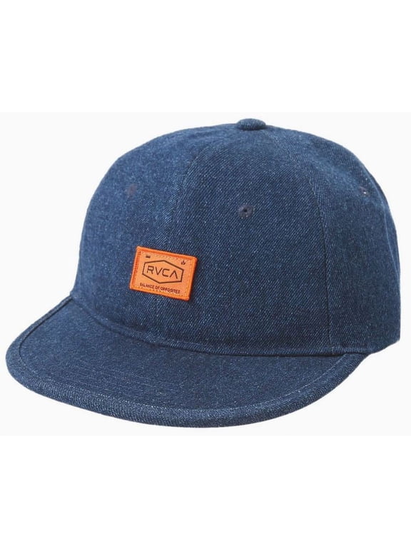 Men's Chain Mail Claspback Indigo Denim 6 Panel Strapback Hat Cap