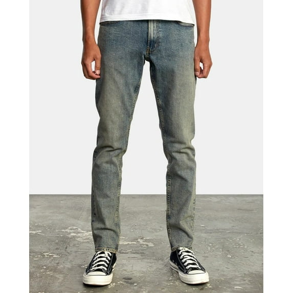 RVCA Men's Daggers Denim Slim Straight Fit Straight Jeans in Dark Vintage Indigo (32, Dark Vintage Indigo)