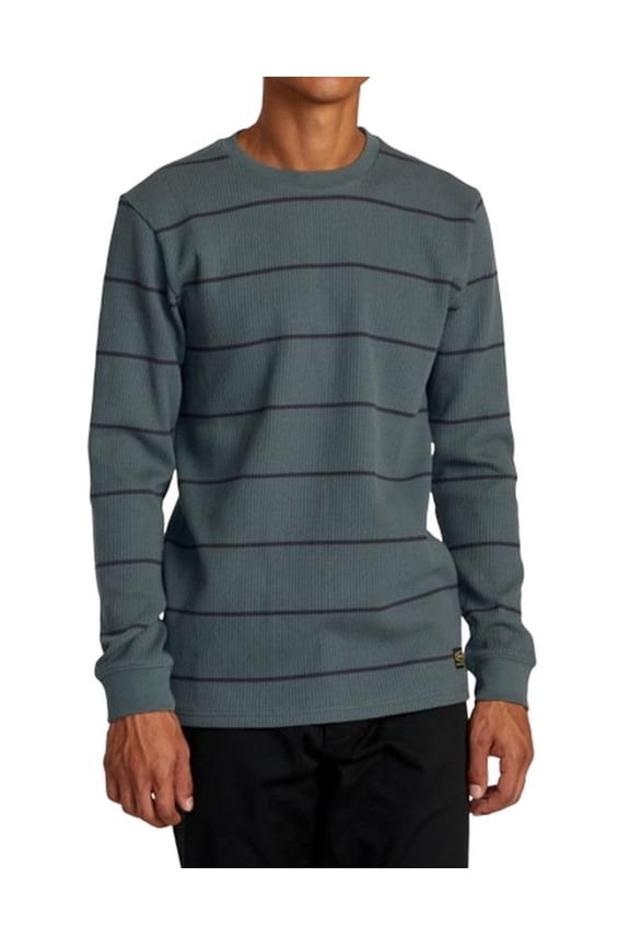 Men's Day Shift Thermal Stripe Long Sleeve T-Shirt Balsam Green, Medium
